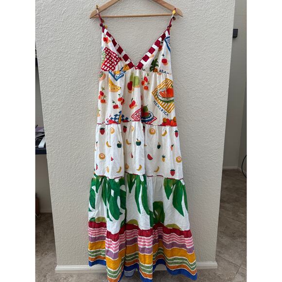 NEW NWT $285 FARM Rio Mixed Picnic Fruit Tiered Maxi Dress - Picture 6 of 10